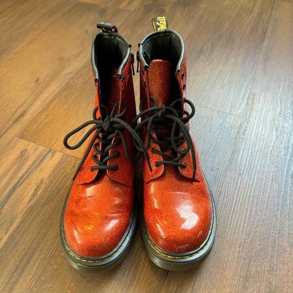 Dr Martens 1460 Shiny Glitter Glittery Red Boots Doc Marten Glam Punk Rock boots - Picture 7 of 8